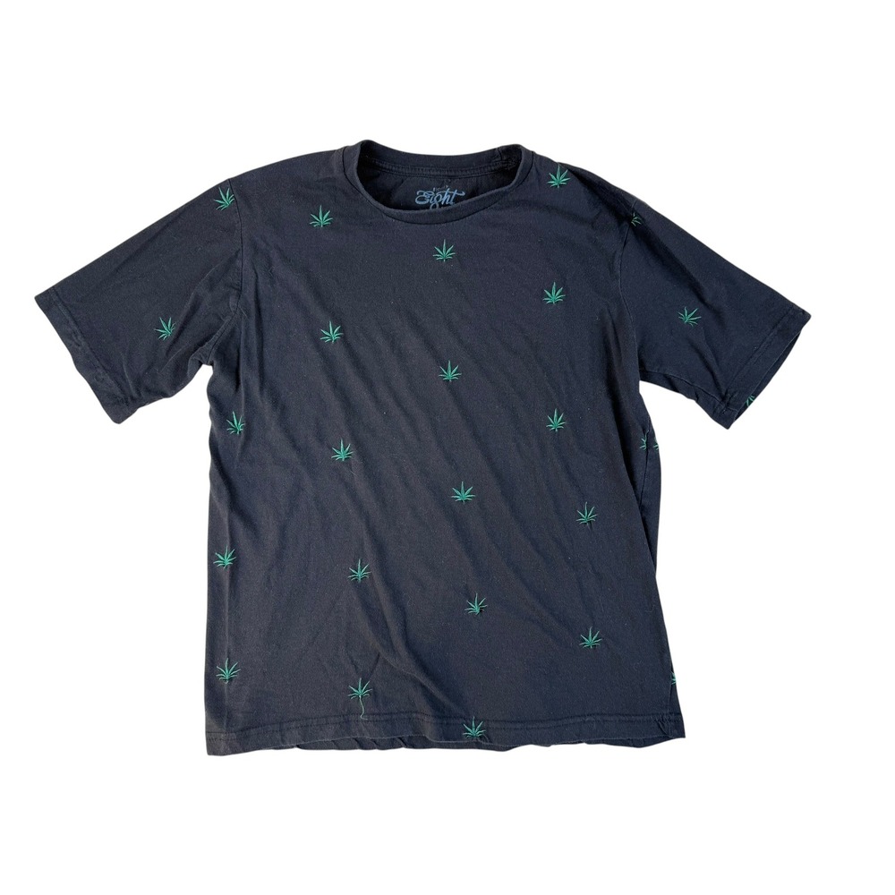 Streetwear Graphic Tee Cotton Blend Embroidered Leaf Medium Eight Brand